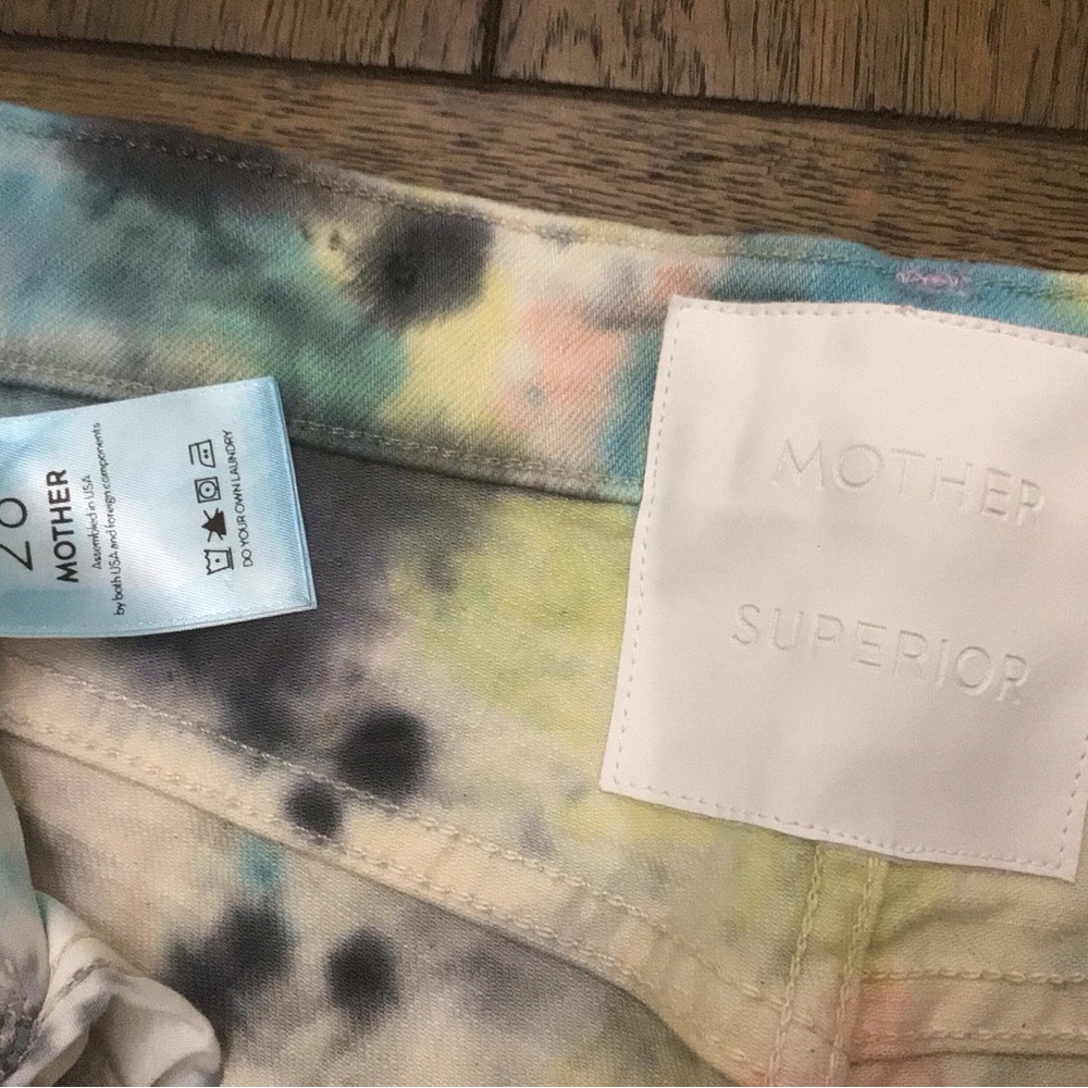 MOTHER The Tripper Button Fly Tie-Dye 5 Pocket Cropped Jeans Size 28 NWOT - Picture 7 of 12